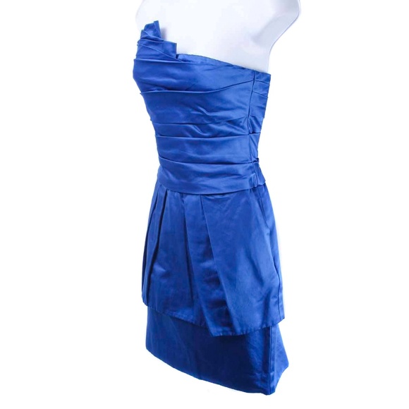 BCBGMAXAZRIA Blue Strapless Peplum Cocktail Dress with Pockets NWT Size 2 - Picture 4 of 7